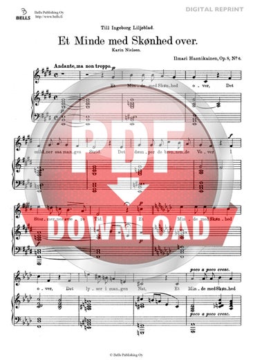 Hannikainen, Ilmari: Et Minde med Sk&oslash;nhed over, Op. 8 Nr. 6