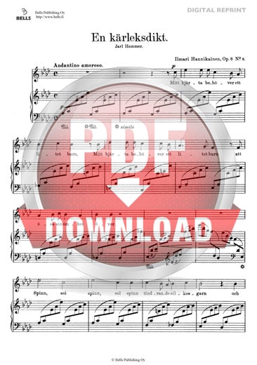 Hannikainen, Ilmari: En k&auml;rleksdikt, Op. 8 Nr. 8