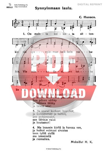 Hansen, Christian: Synnyinmaan laulu (Kinderchor)