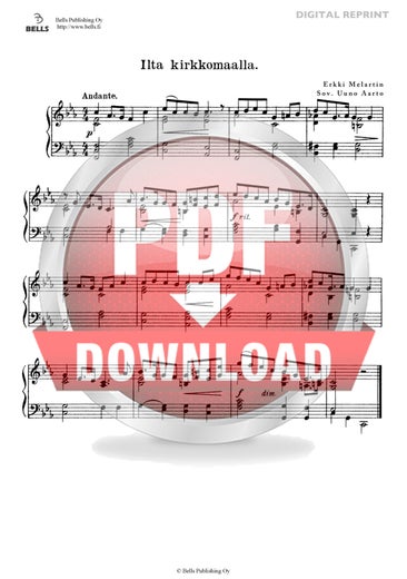 Melartin, Erkki (Arr. Uuno Aarto): Kv&auml;ll p&aring; kyrkog&aring;rden (Klavier)