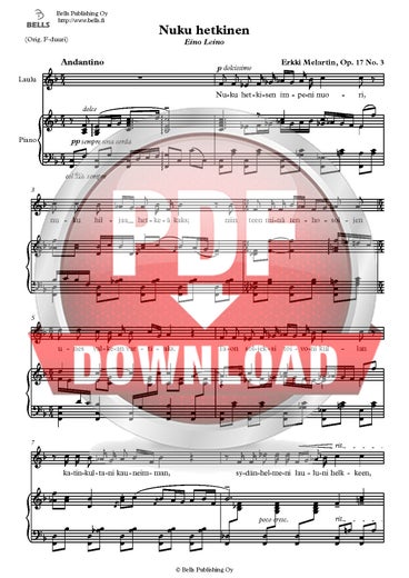 Melartin, Erkki: Nuku hetkinen, Op. 17 Nr. 3
